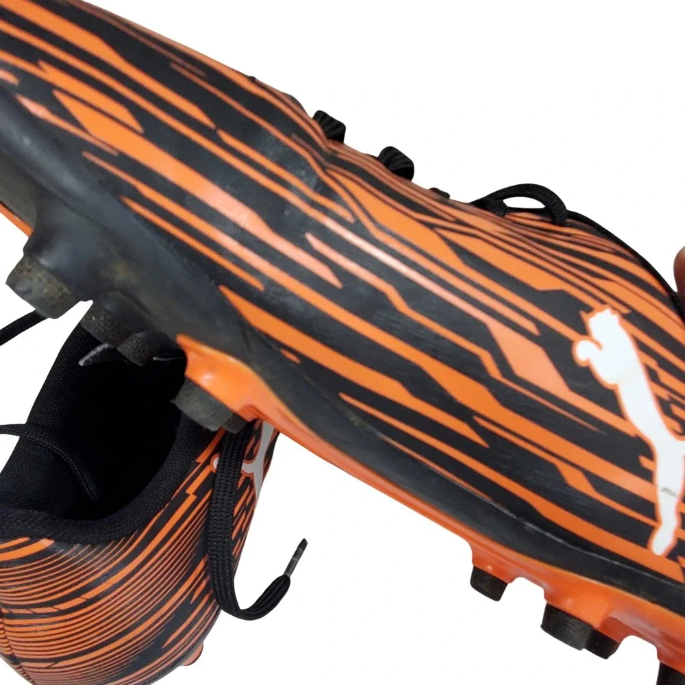 Puma Soccer Cleats Orange Black Graphic Athletic Shoes Firm Ground Mens 10.5